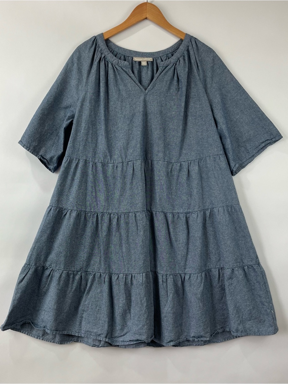 100% Cotton Tiered Babydoll Dress Plus Size 20W Pockets Boho Cottagecore